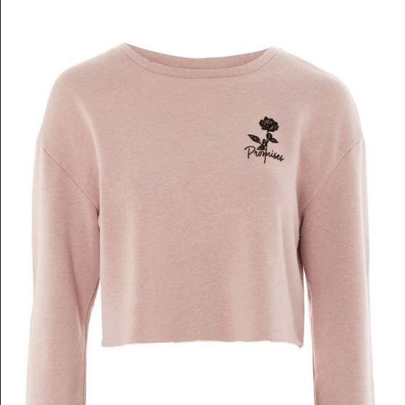 Topshop Promise Cropped Sweatshirt Mauve US2 - Picture 2 of 7
